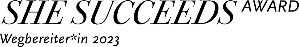 Logo she succeeds award wegbereiter in 2023